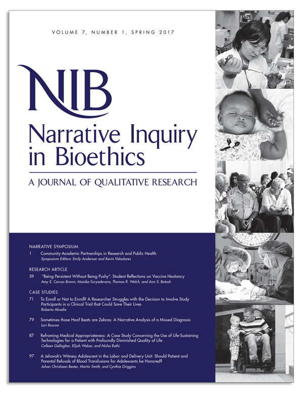 Narrative Inquiry in Bioethics Journal New Issue