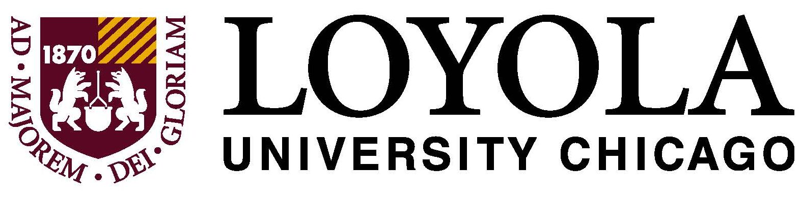 Loyola University Chicago logo with maroon seal on the left and bold LOYOLA text on the right.